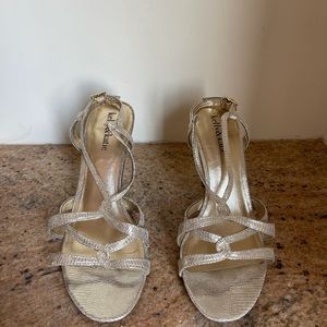 Strappy silver gold heels. Barely worn. 7.5.